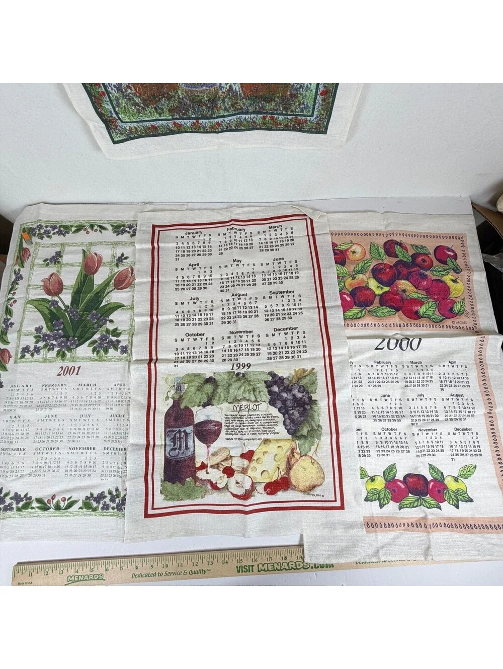 Lot of 18 Vintage Kay Dee Designs Linen Calendar Tea Towels 1980-2002 Collectibl